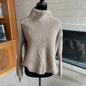 Anthropologie Margaret Knitted Mock Neck Sweater Size Small Beige